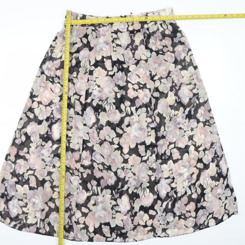 Etam Womens Floral A-Line Midi Skirt Size 16 Multicoloured Lightweight
