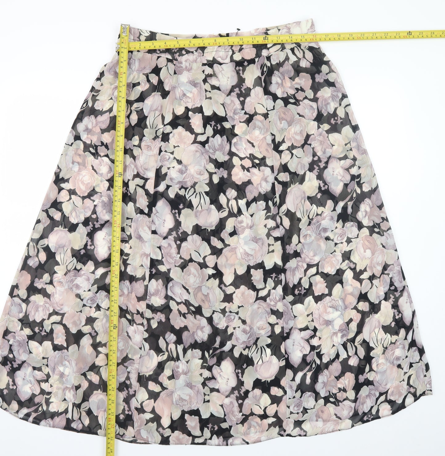 Etam Womens Floral A-Line Midi Skirt Size 16 Multicoloured Lightweight