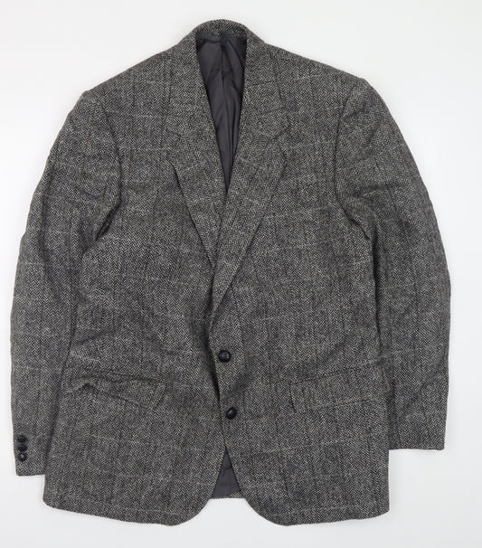 Wellington Executive Men's Grey Wool Tweed Blazer 42R Classic Fit