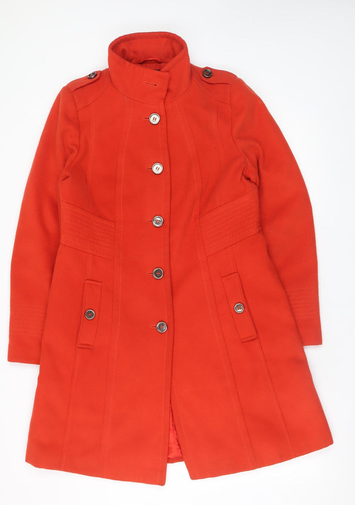 Wallis Women Red Wool Blend Military Coat UK 14