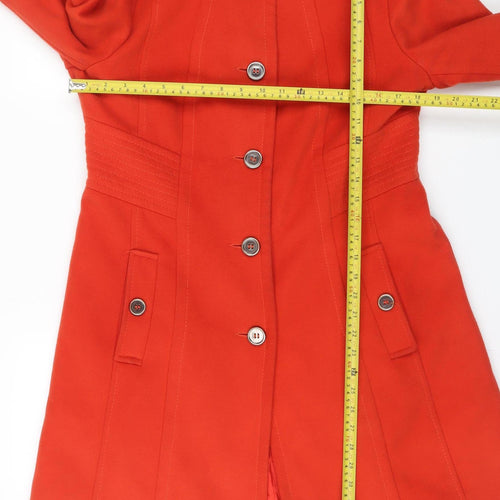 Wallis Women Red Wool Blend Military Coat UK 14