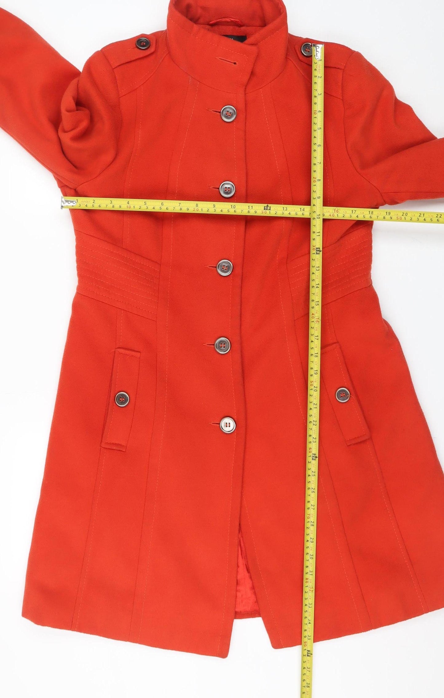 Wallis Women Red Wool Blend Military Coat UK 14