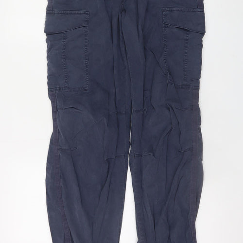 Marks and Spencer Women's Blue Cargo Trousers Size 12 Regular Cotton