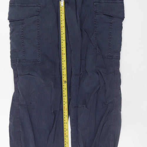 Marks and Spencer Women's Blue Cargo Trousers Size 12 Regular Cotton