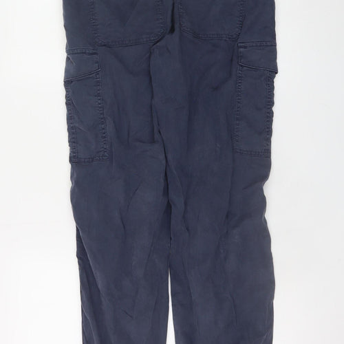 Marks and Spencer Women's Blue Cargo Trousers Size 12 Regular Cotton