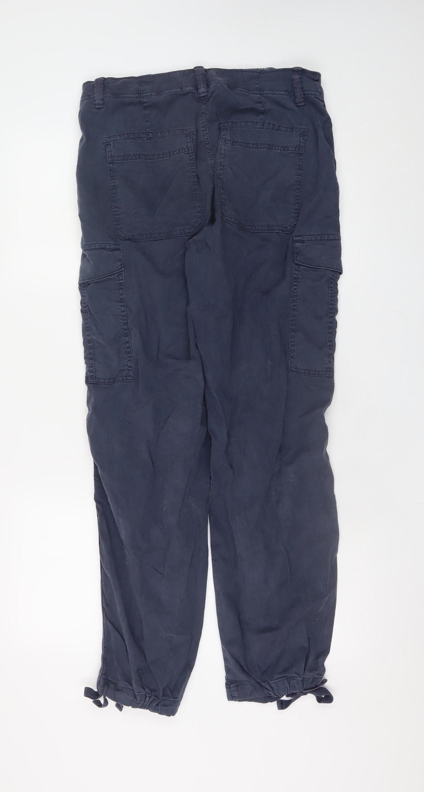 Marks and Spencer Women's Blue Cargo Trousers Size 12 Regular Cotton