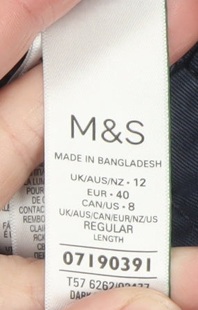 Marks and Spencer Women's Blue Cargo Trousers Size 12 Regular Cotton