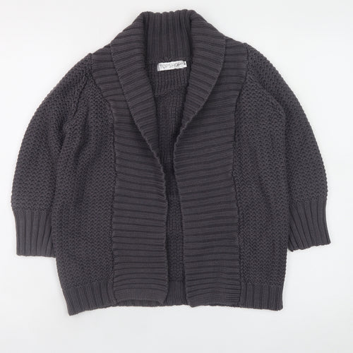 Topshop Women’s Grey Chunky Knit Open Cardigan Size 10