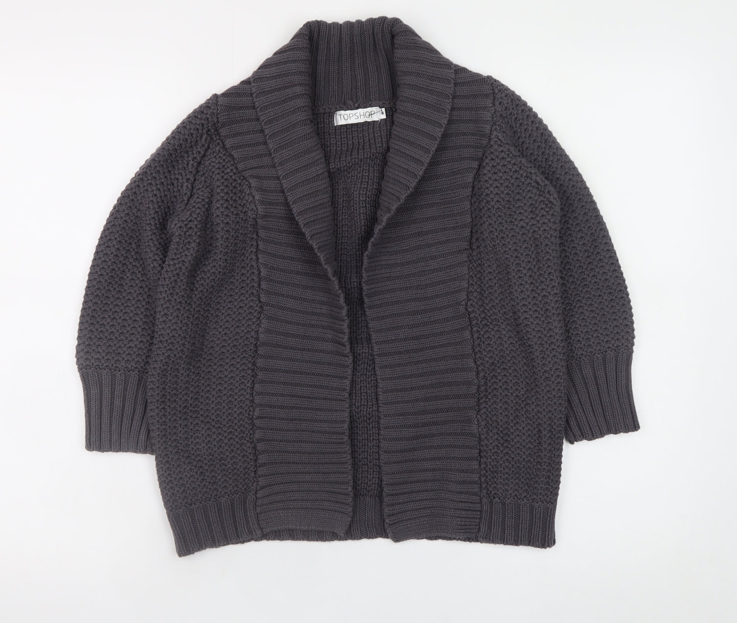 Topshop Women’s Grey Chunky Knit Open Cardigan Size 10