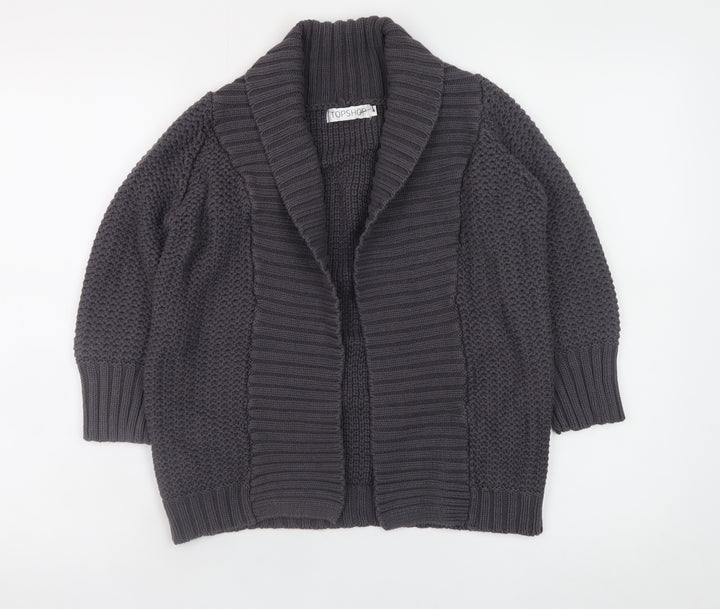 Topshop Women’s Grey Chunky Knit Open Cardigan Size 10