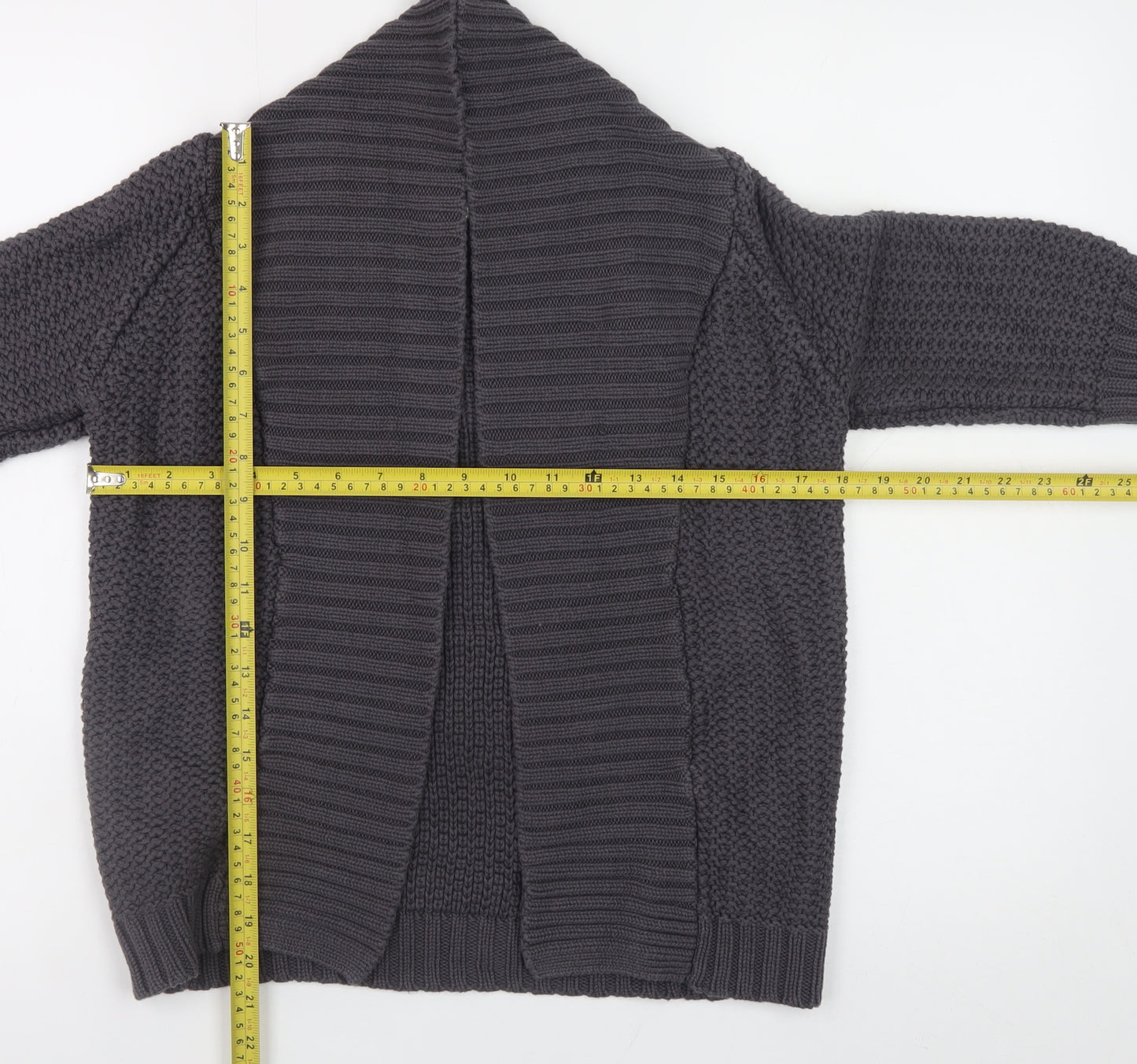 Topshop Women’s Grey Chunky Knit Open Cardigan Size 10