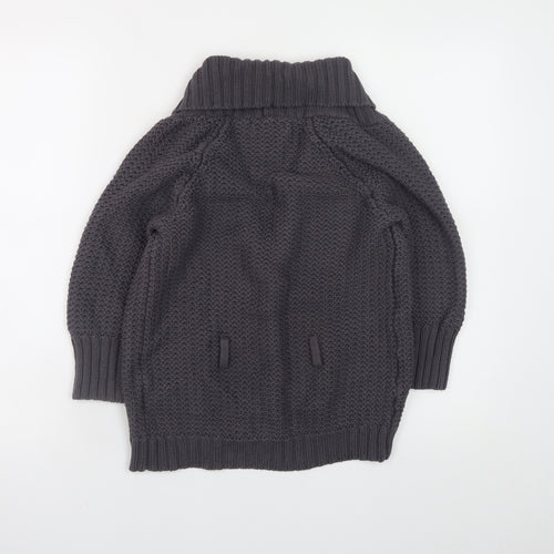 Topshop Women’s Grey Chunky Knit Open Cardigan Size 10