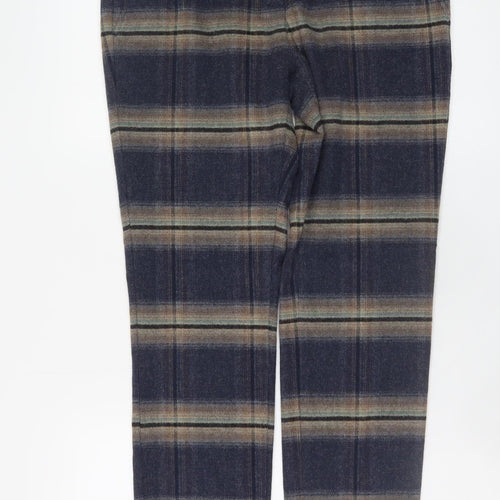 Sisley Men's Brown Check Wool Blend Straight Trousers S