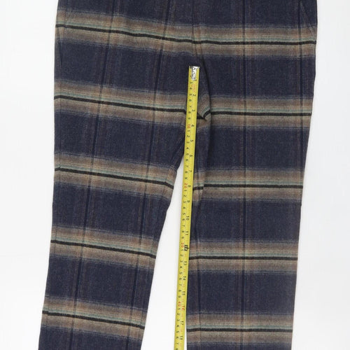 Sisley Men's Brown Check Wool Blend Straight Trousers S