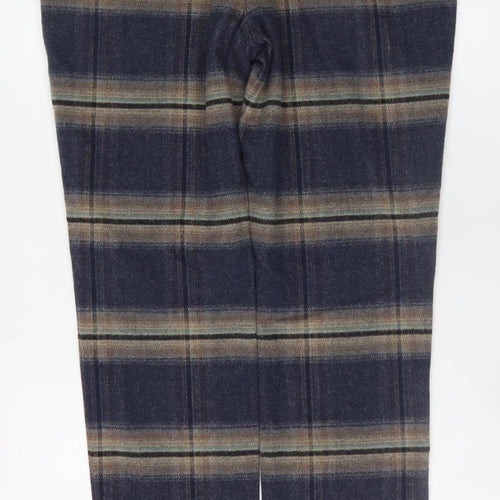 Sisley Men's Brown Check Wool Blend Straight Trousers S