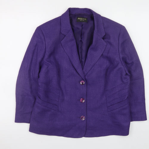 Precis Petite Women's Purple Wool Blend Blazer Jacket Size 16