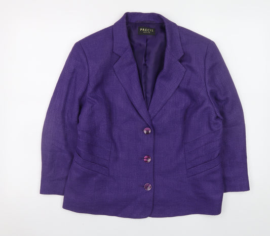Precis Petite Women's Purple Wool Blend Blazer Jacket Size 16