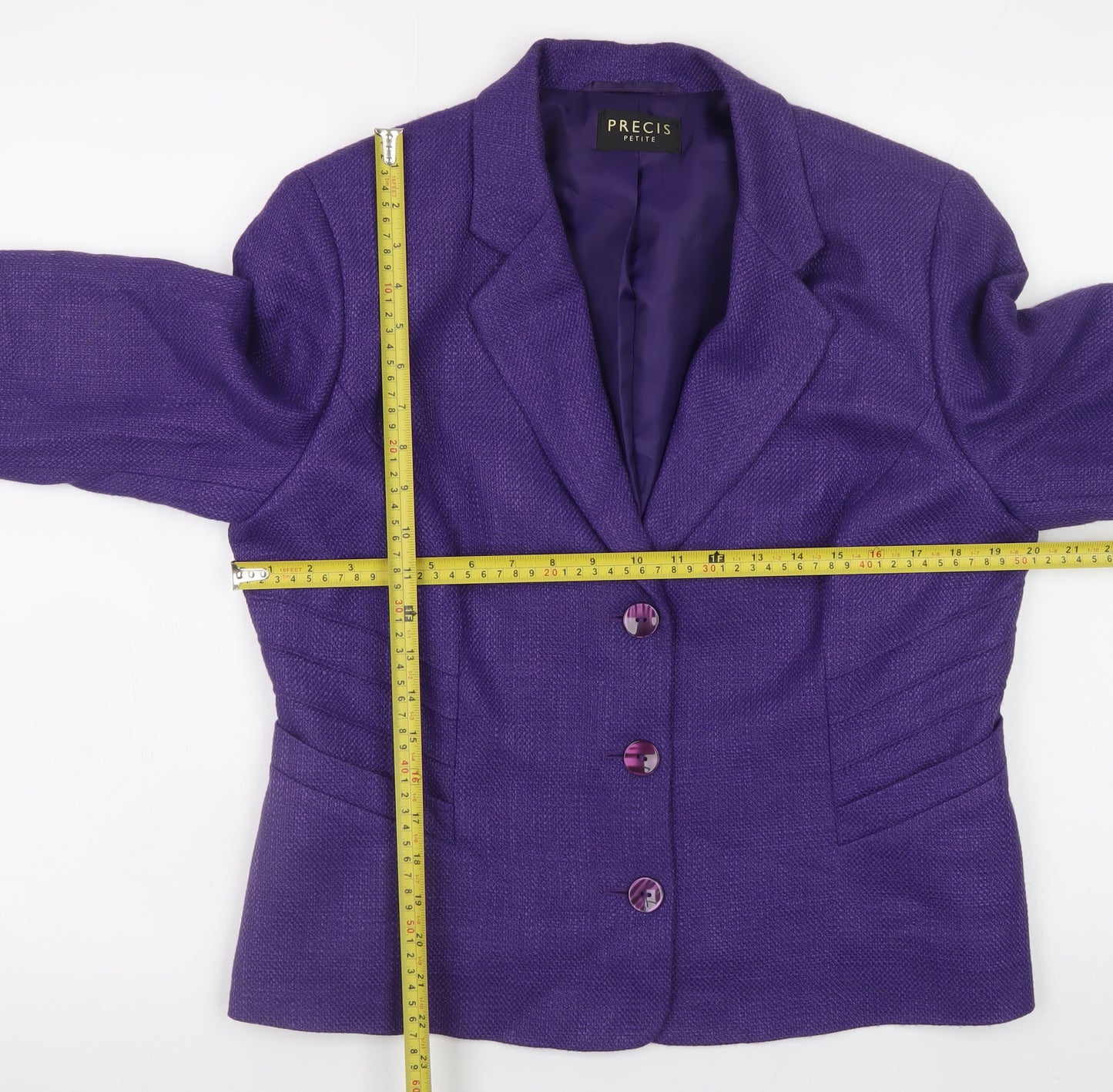 Precis Petite Women's Purple Wool Blend Blazer Jacket Size 16