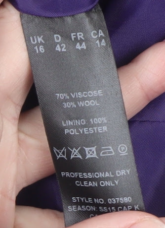 Precis Petite Women's Purple Wool Blend Blazer Jacket Size 16