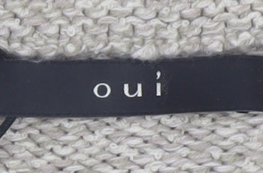 Oui Women’s Beige Yellow Mock Neck Wool Blend Geometric Jumper Size 6