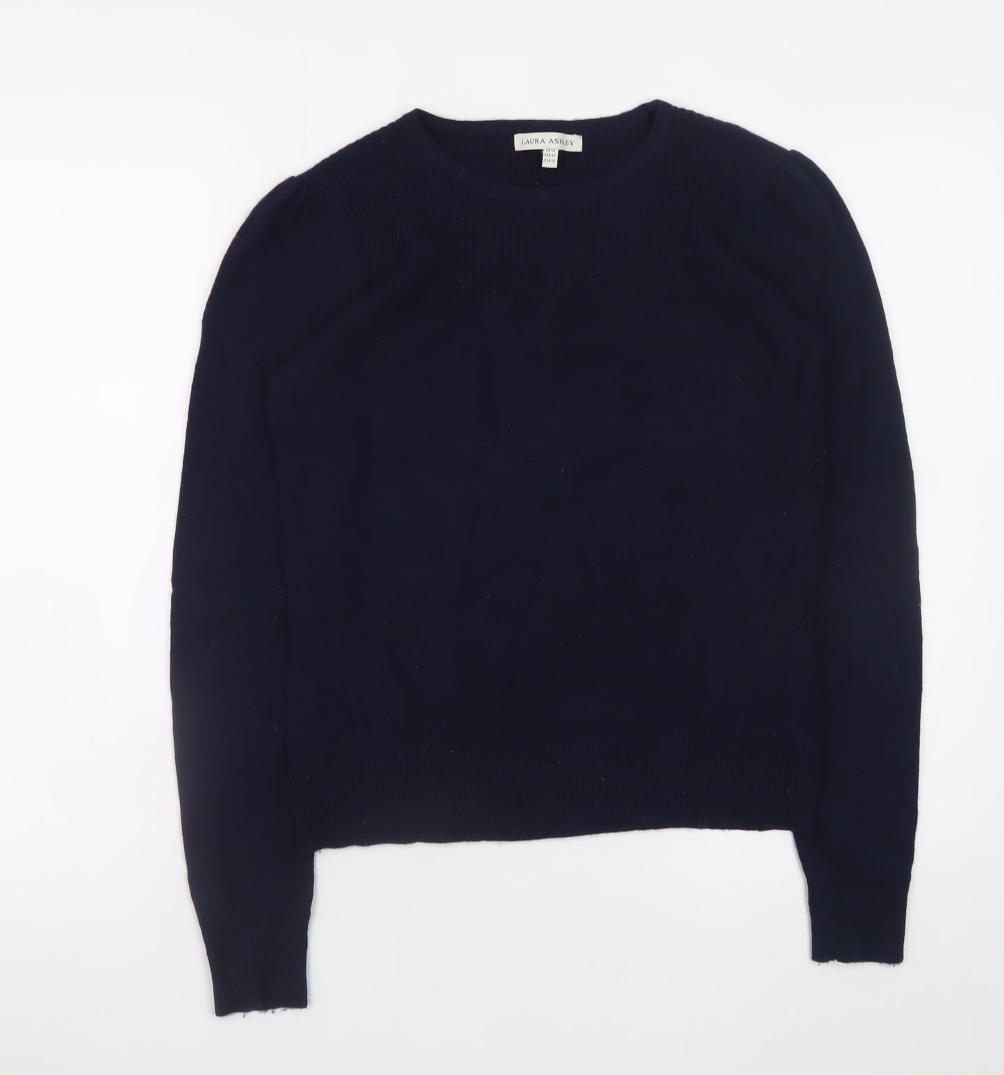 Laura Ashley Women's Blue Cotton Crew Neck Jumper Size 14