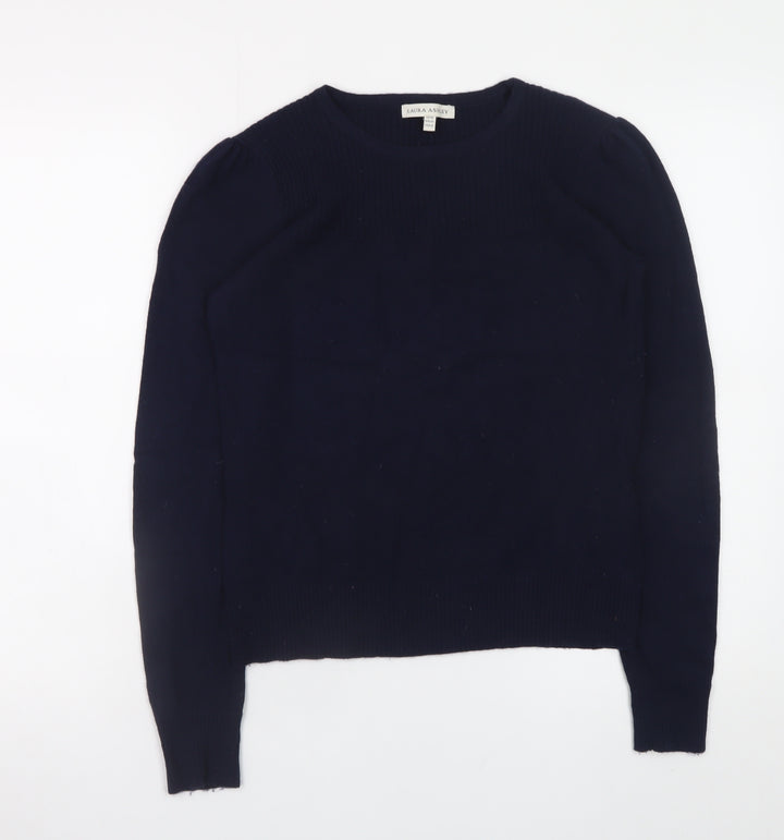 Laura Ashley Women's Blue Cotton Crew Neck Jumper Size 14