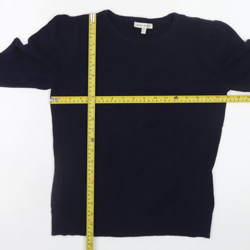 Laura Ashley Women's Blue Cotton Crew Neck Jumper Size 14
