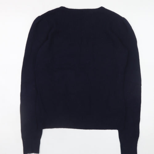 Laura Ashley Women's Blue Cotton Crew Neck Jumper Size 14
