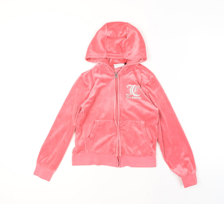 Juicy Couture Girls Pink Velour Full Zip Hoodie Size 8-9 Years