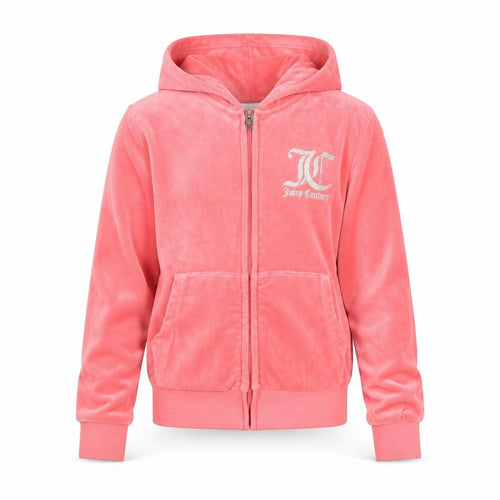 Juicy Couture Girls Pink Velour Full Zip Hoodie Size 8-9 Years