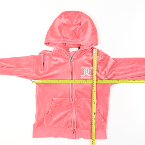 Juicy Couture Girls Pink Velour Full Zip Hoodie Size 8-9 Years