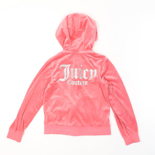 Juicy Couture Girls Pink Velour Full Zip Hoodie Size 8-9 Years
