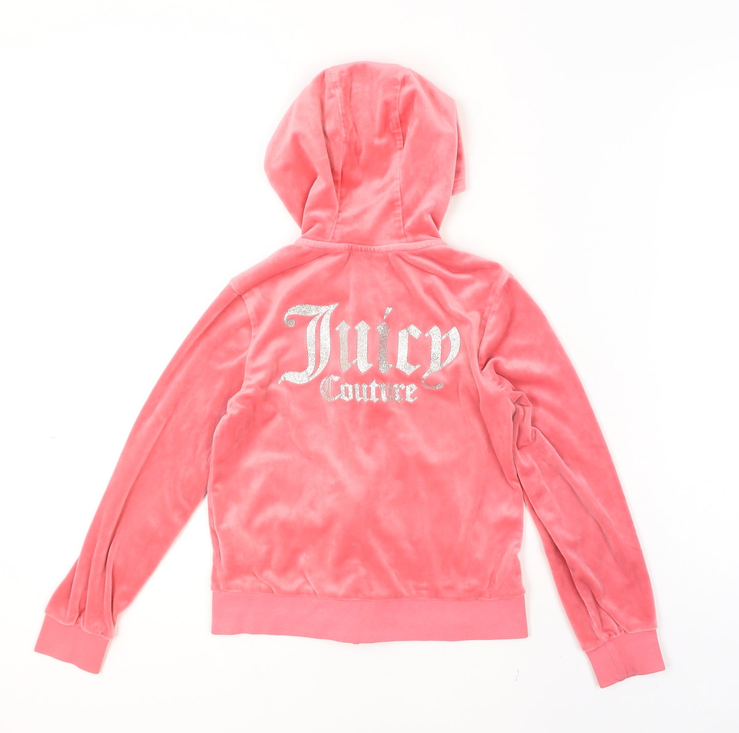 Juicy Couture Girls Pink Velour Full Zip Hoodie Size 8-9 Years