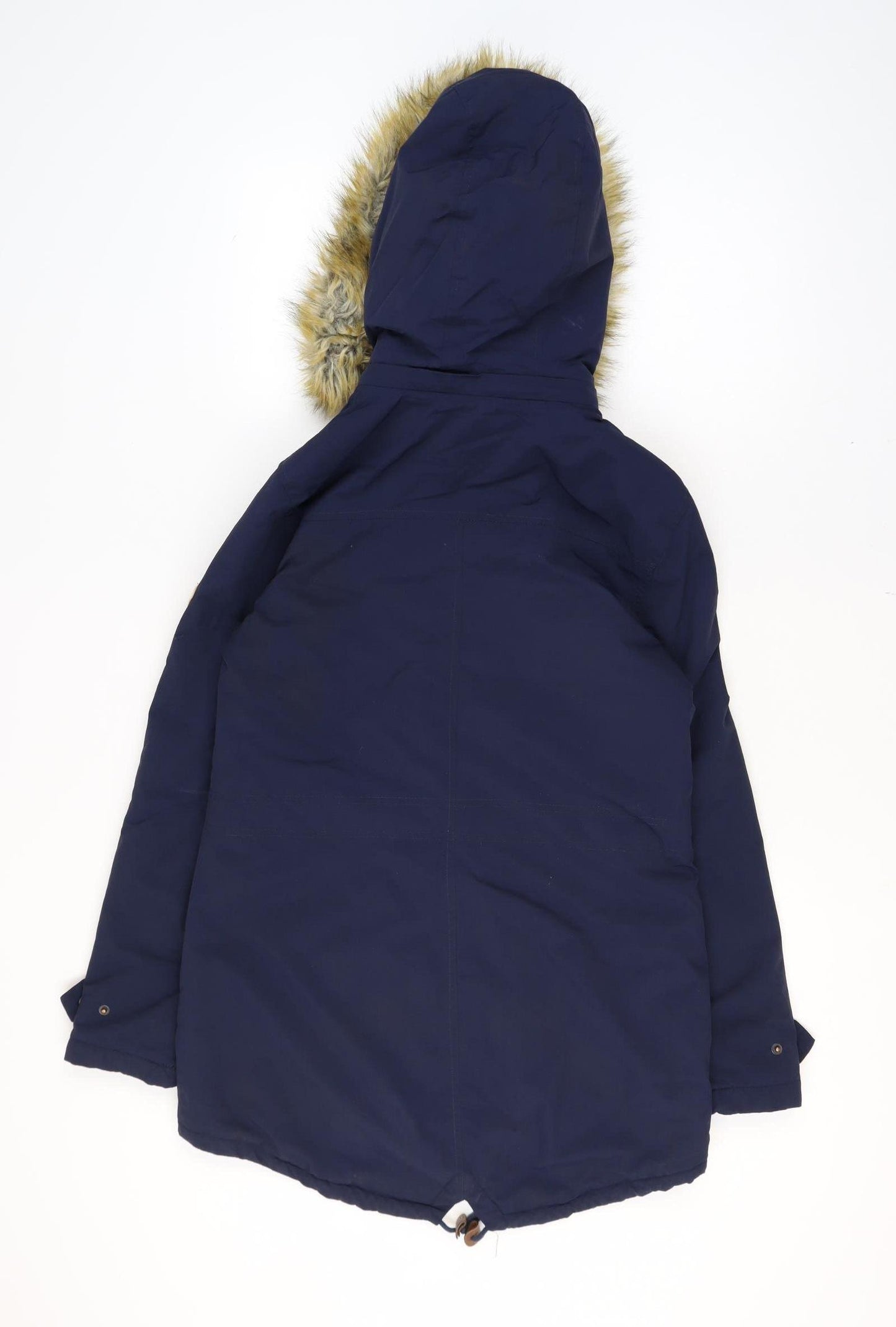 Puffa Women's Blue Faux Fur Hooded Parka Coat Size 12