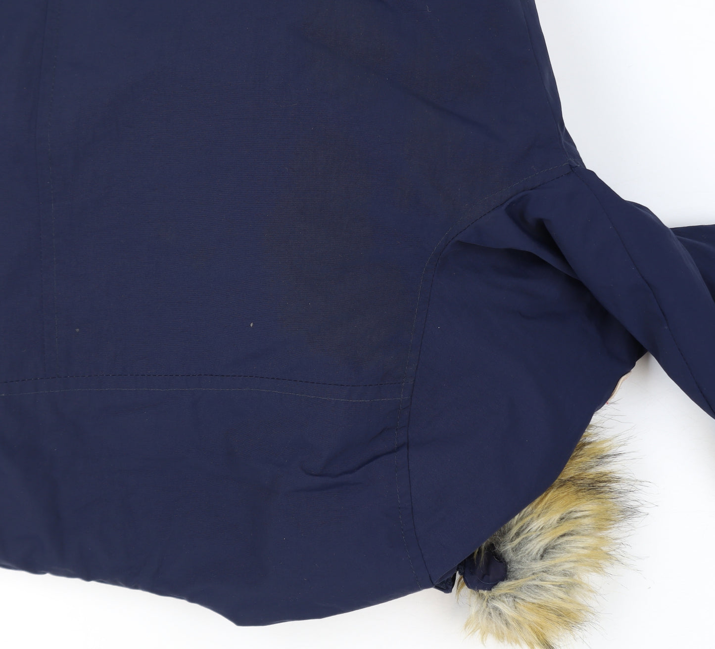 Puffa Women's Blue Faux Fur Hooded Parka Coat Size 12