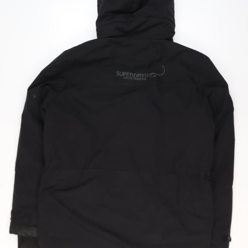 Superdry Men's Black City Parka Jacket Size S Hooded Waterproof