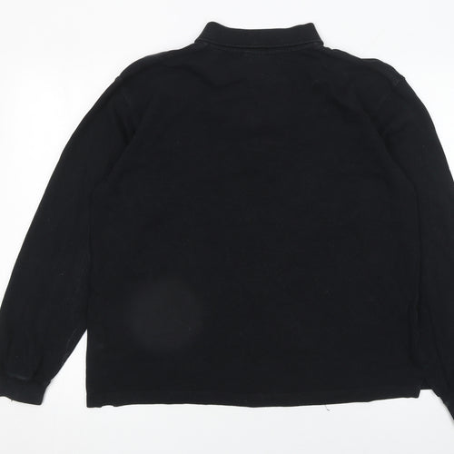Cotton Traders Men's Black Long Sleeve Polo Shirt Size M 100% Cotton