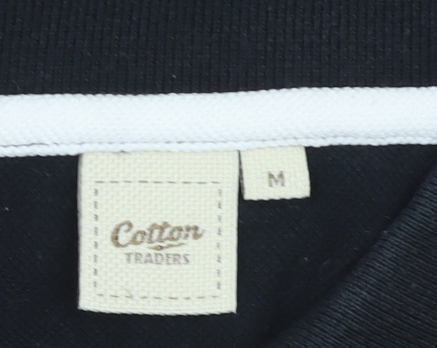 Cotton Traders Men's Black Long Sleeve Polo Shirt Size M 100% Cotton