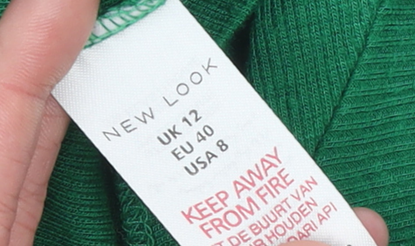 New Look Womens Green Basic Stretch Crew Neck T-Shirt UK 12