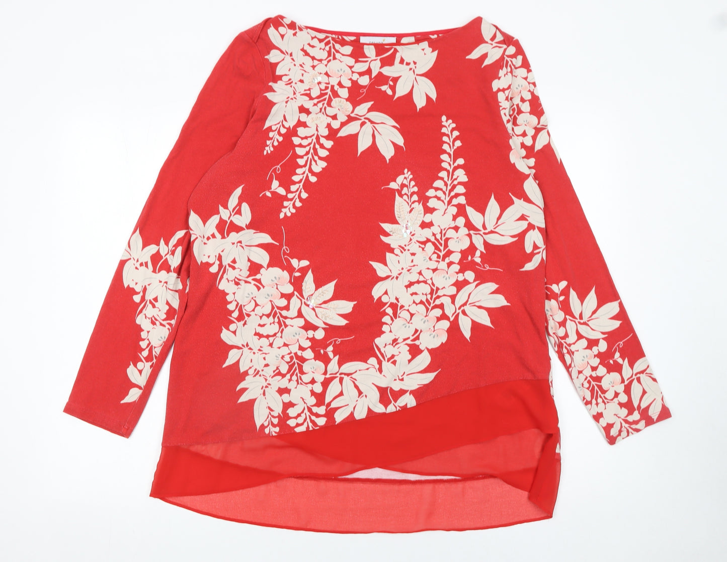 Marks and Spencer Womens Red Floral Tunic Blouse Size 18
