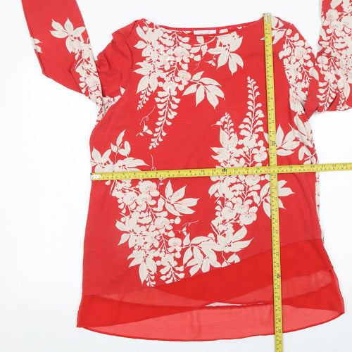 Marks and Spencer Womens Red Floral Tunic Blouse Size 18