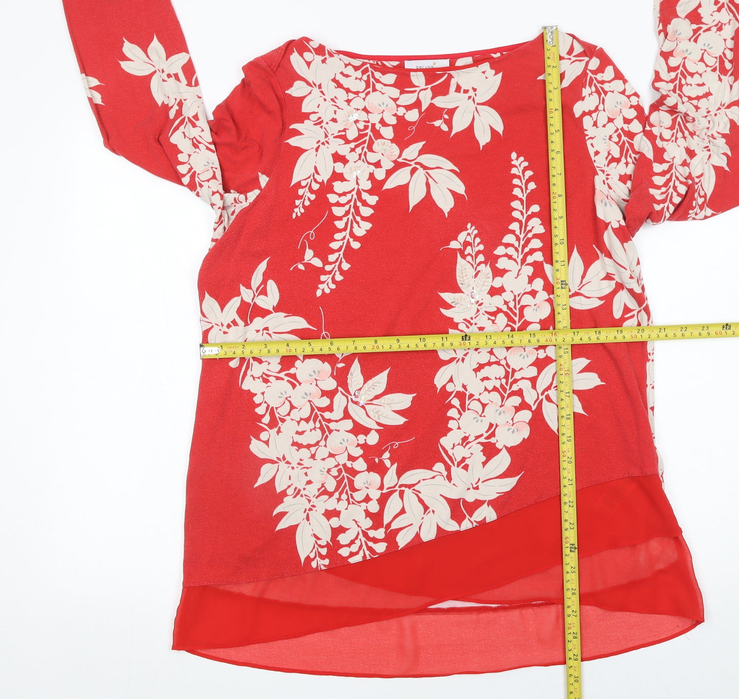 Marks and Spencer Womens Red Floral Tunic Blouse Size 18