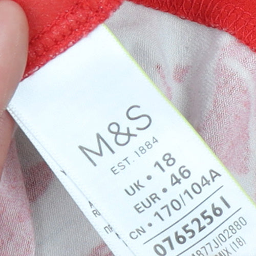 Marks and Spencer Womens Red Floral Tunic Blouse Size 18