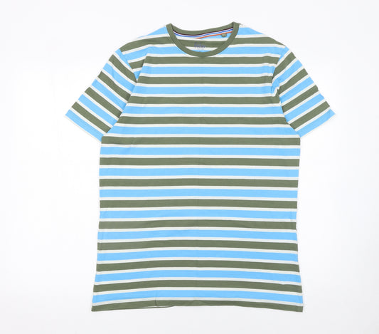 Boden Men’s Multicoloured Striped Cotton Crew Neck T-Shirt M