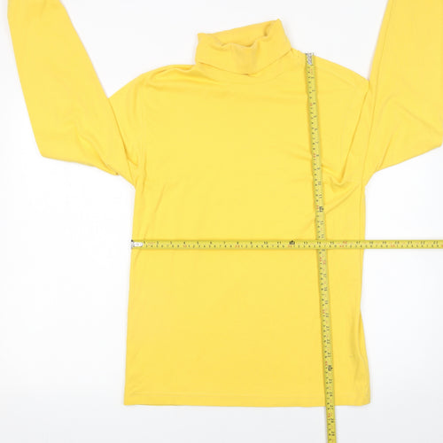 Lands' End Men's Yellow Roll Neck Long Sleeve Cotton T-Shirt Size S
