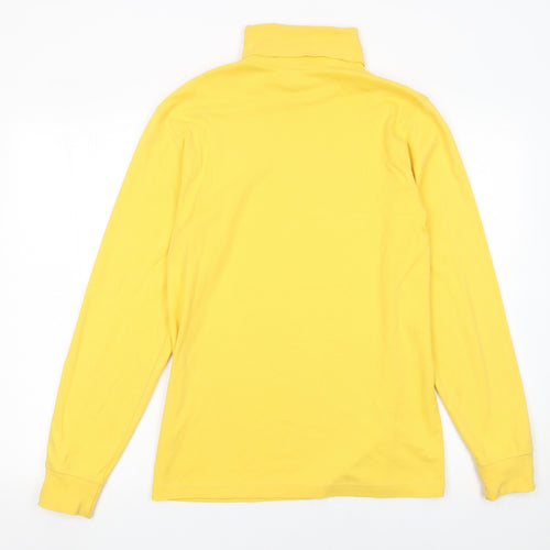 Lands' End Men's Yellow Roll Neck Long Sleeve Cotton T-Shirt Size S