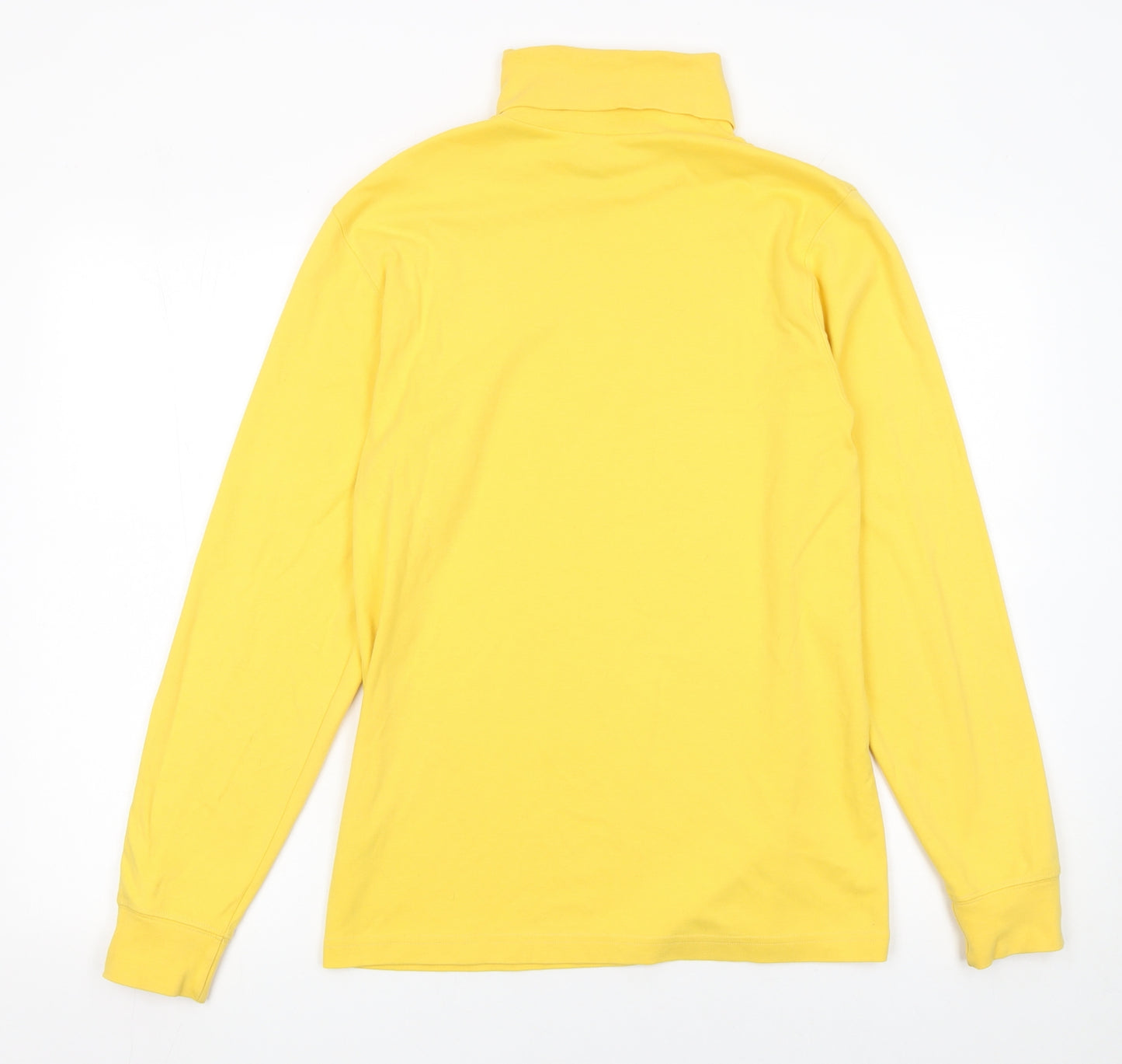 Lands' End Men's Yellow Roll Neck Long Sleeve Cotton T-Shirt Size S