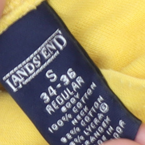 Lands' End Men's Yellow Roll Neck Long Sleeve Cotton T-Shirt Size S