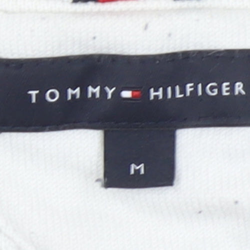 Tommy Hilfiger Men's Blue White Cotton Crew Neck Jumper M