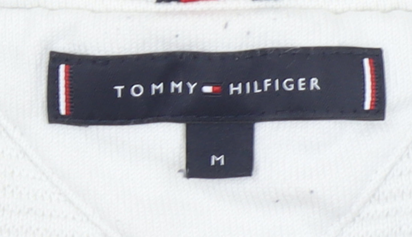 Tommy Hilfiger Men's Blue White Cotton Crew Neck Jumper M